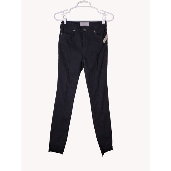Free People Jeans 26 Black Stretch Raw Cut Ankle - Picture 1 of 15